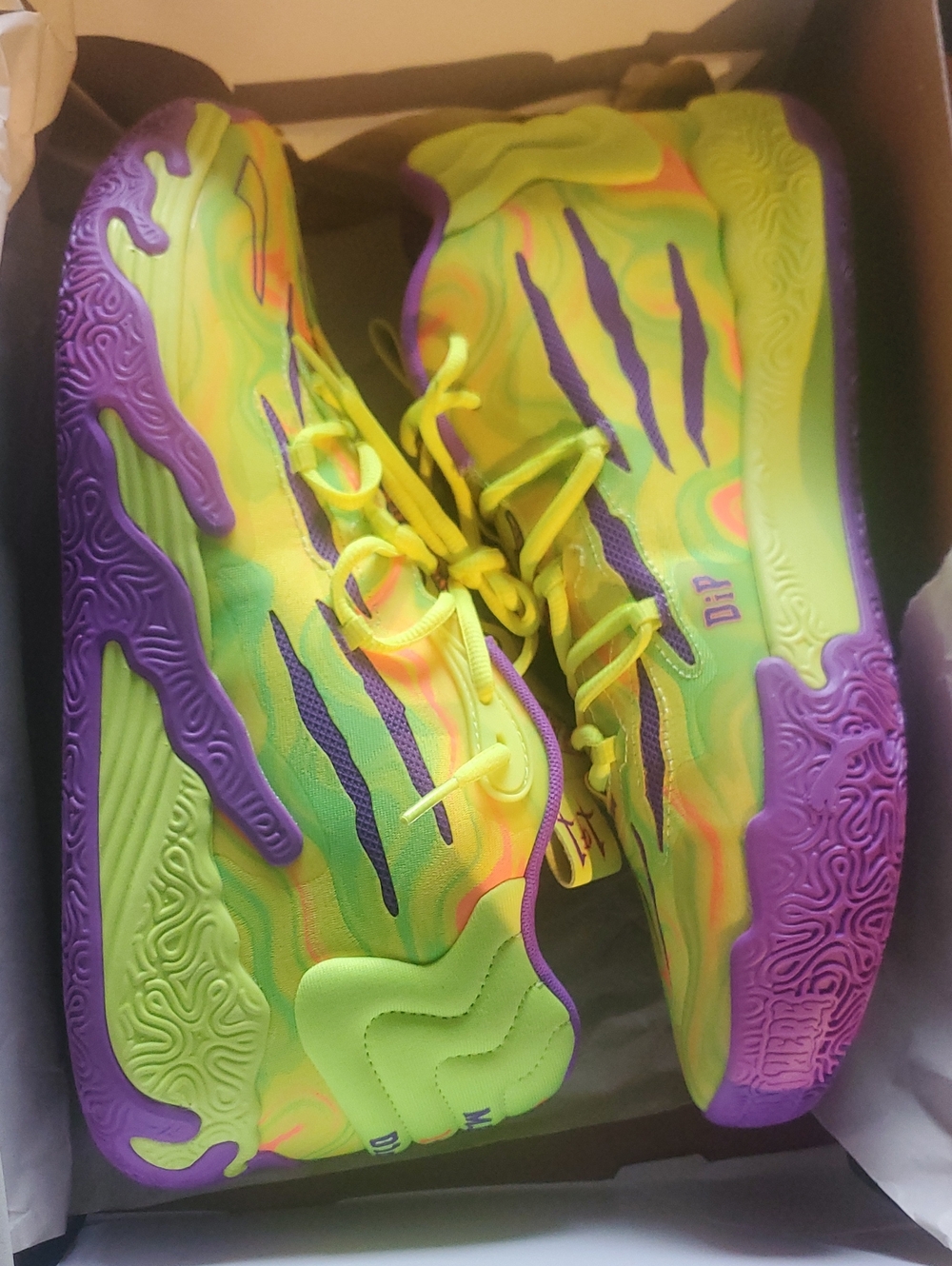 Puma Melo Bright Neon Green & Purple Athletic Sneakers